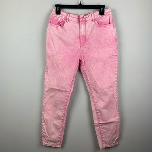 H&M pink stone wash high waist cropped jeans 30
